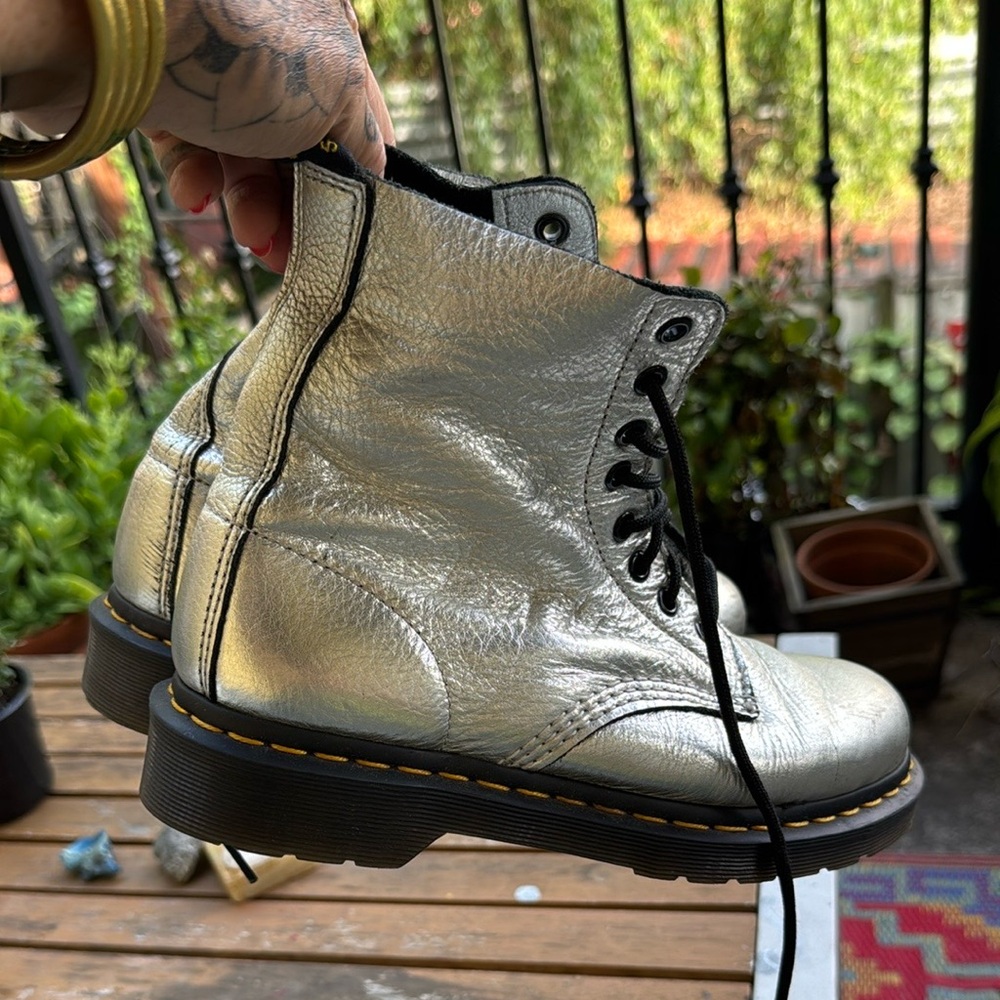 Dr. Martens Silver Lace-Up Boots